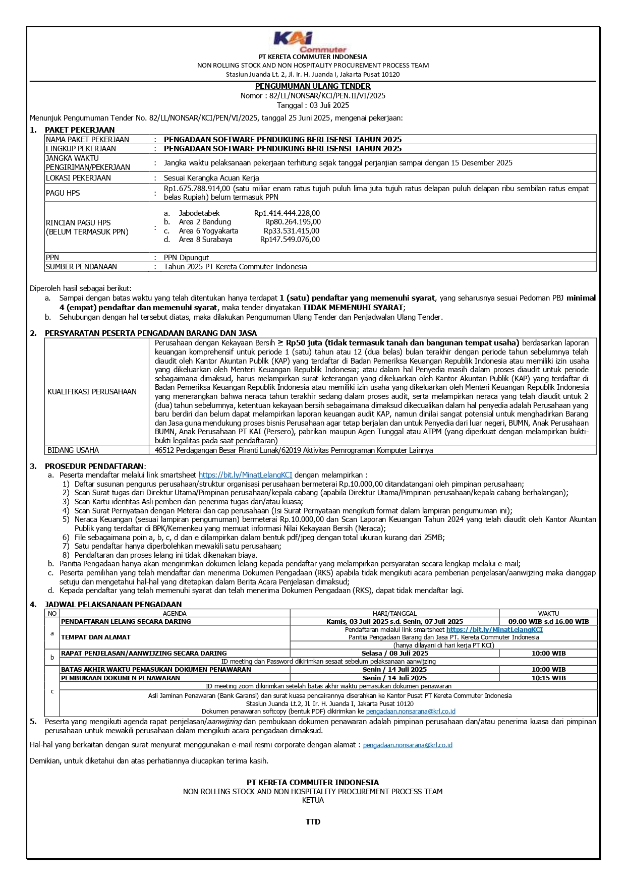 3 pengumuman ulang 82 pengadaan software pendukung berlisensi tahun 2025 page 0001